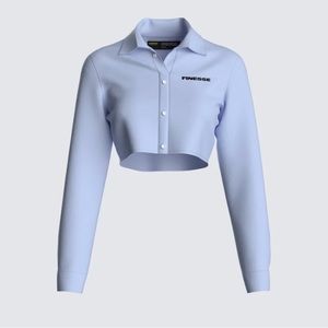 Button down long sleeve crop top